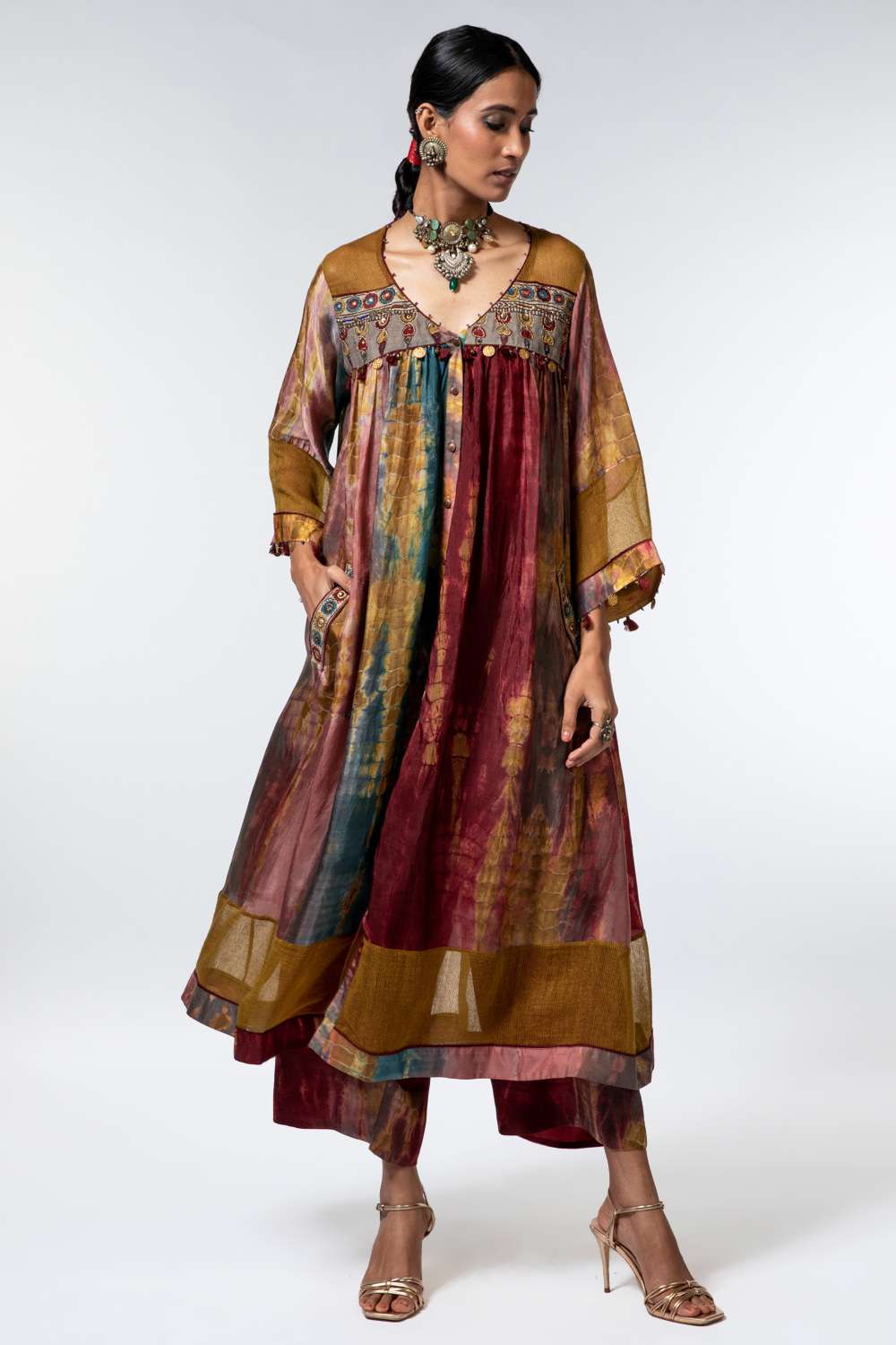 Buy Multicoloured tie dye kurta set -Designer Wear - Ensemble