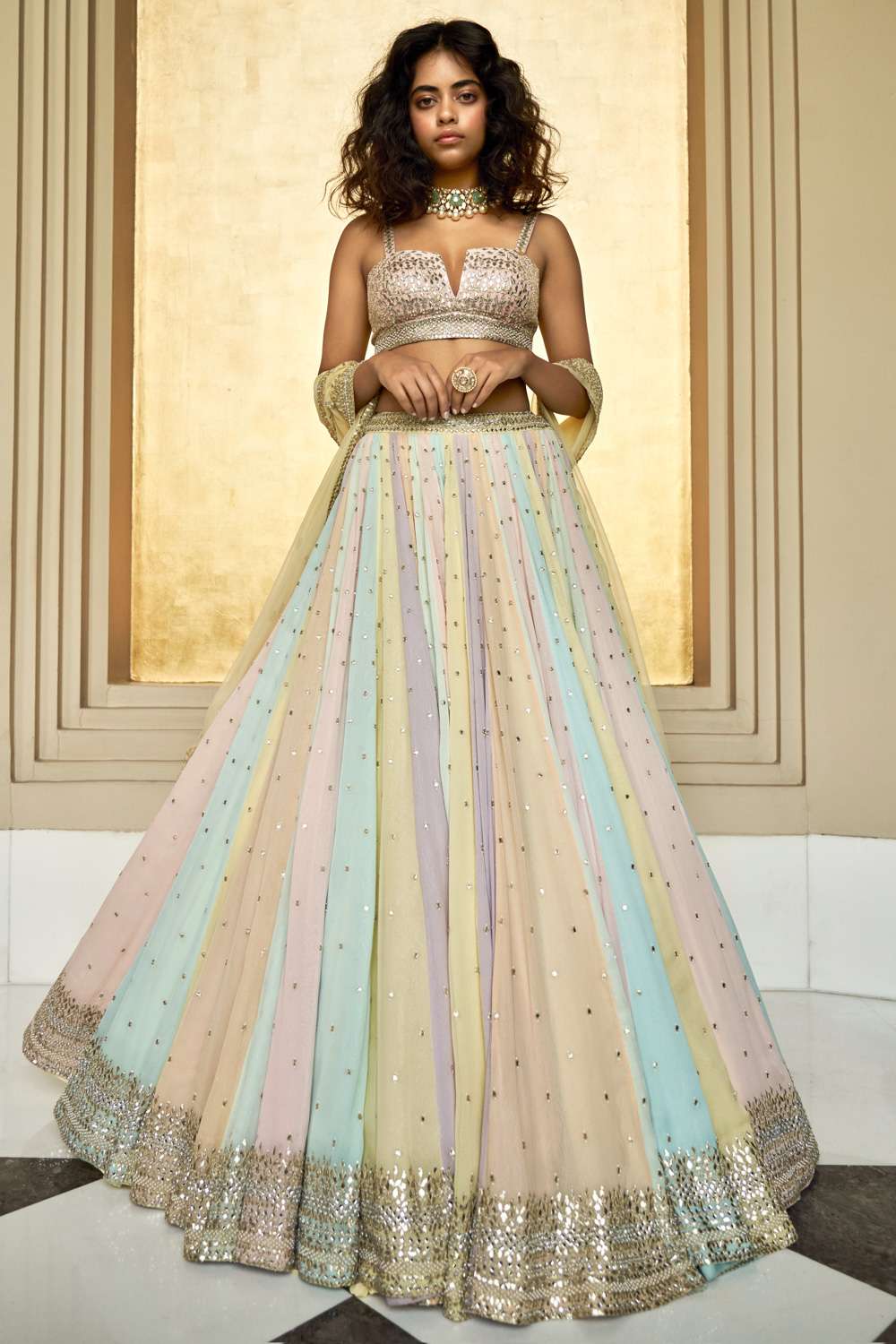 Buy Multi Colour Viscose Digital Print A - Line Lehenga Online :  Switzerland -