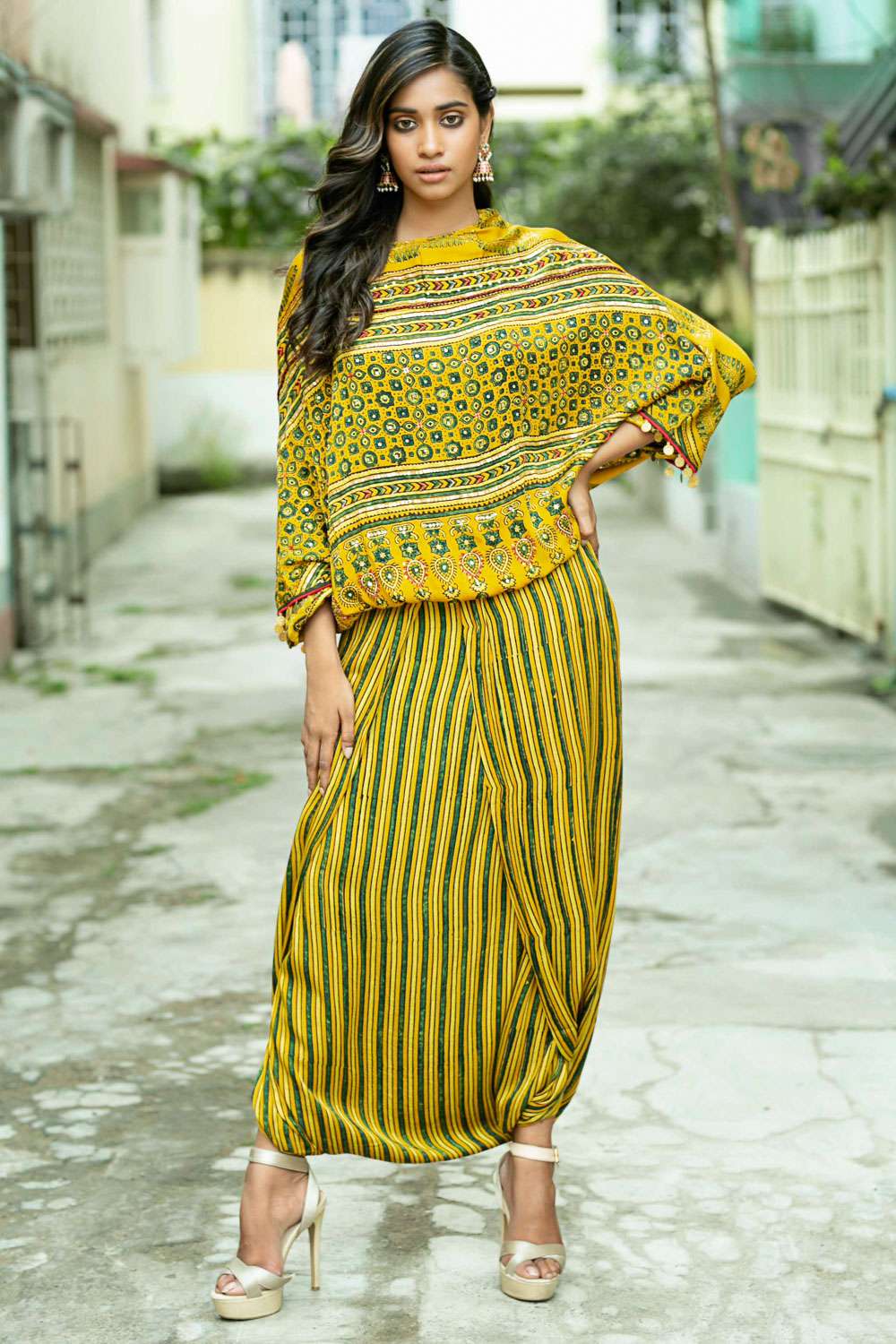 Buy Ivory Crop Top With Dhoti Skirt by Designer REETI ARNEJA Online at  Ogaan.com