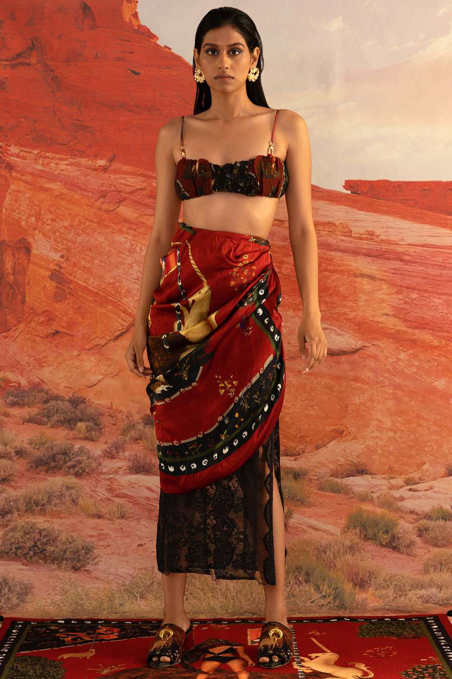 Scarf Print Asymmetrical Midi Skirt  Women  ReadytoWear  LOUIS VUITTON  