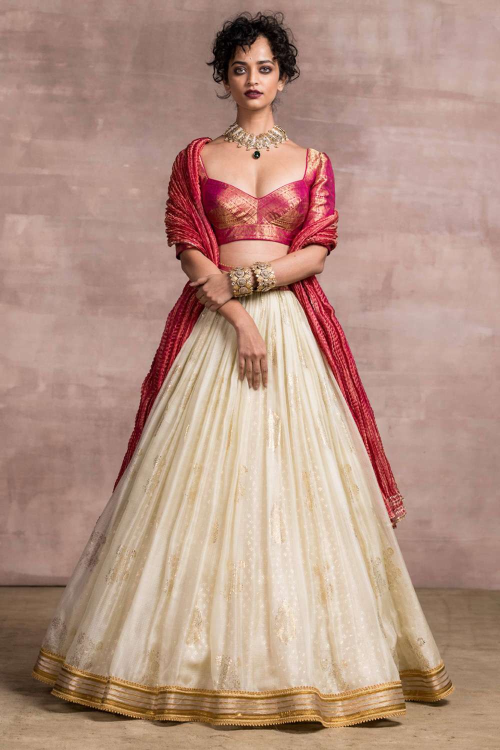 Navratra Cotton Lehenga in Magenta and Blue : LRG80