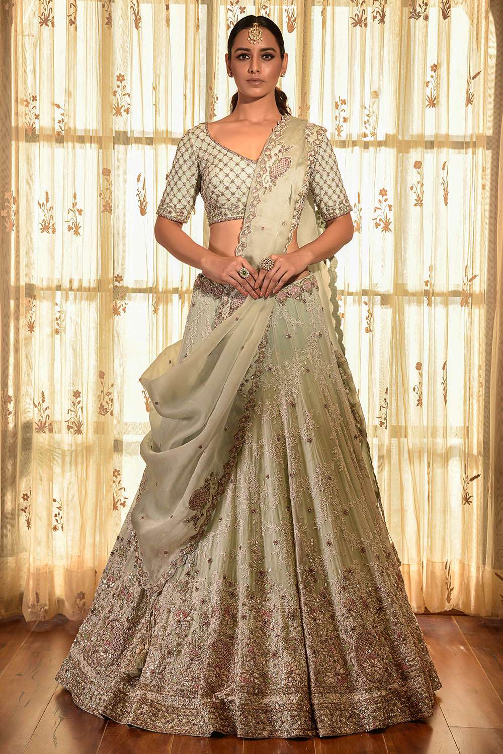 Buy Chikankari lehenga with gota work -Designer Wear - CHIKANKARI LEHENGA DESIGNS