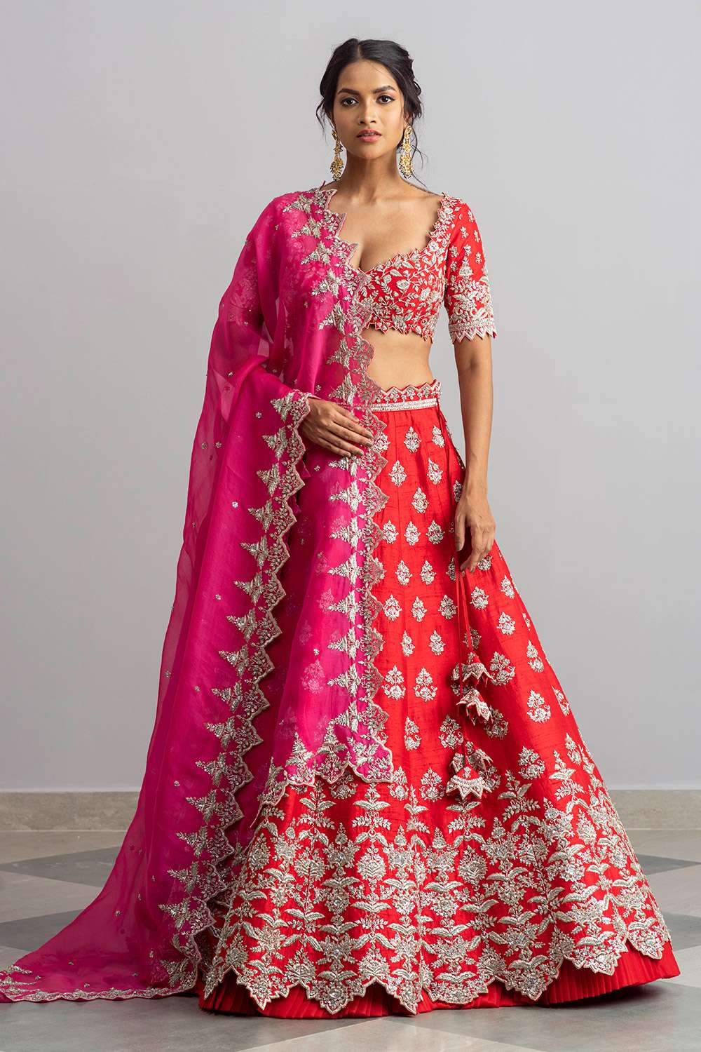 Organza - Zardosi Work - Lehenga Choli Online: Latest Indian Lehenga/Ghagra  In Stunning Designs at Utsav Fashion