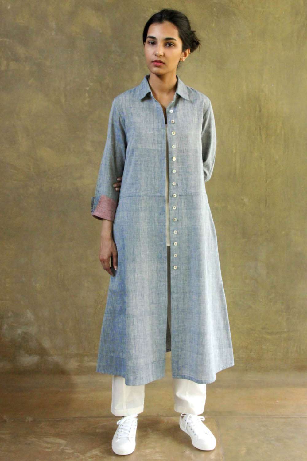 Buy Natural indigo long jacket 
