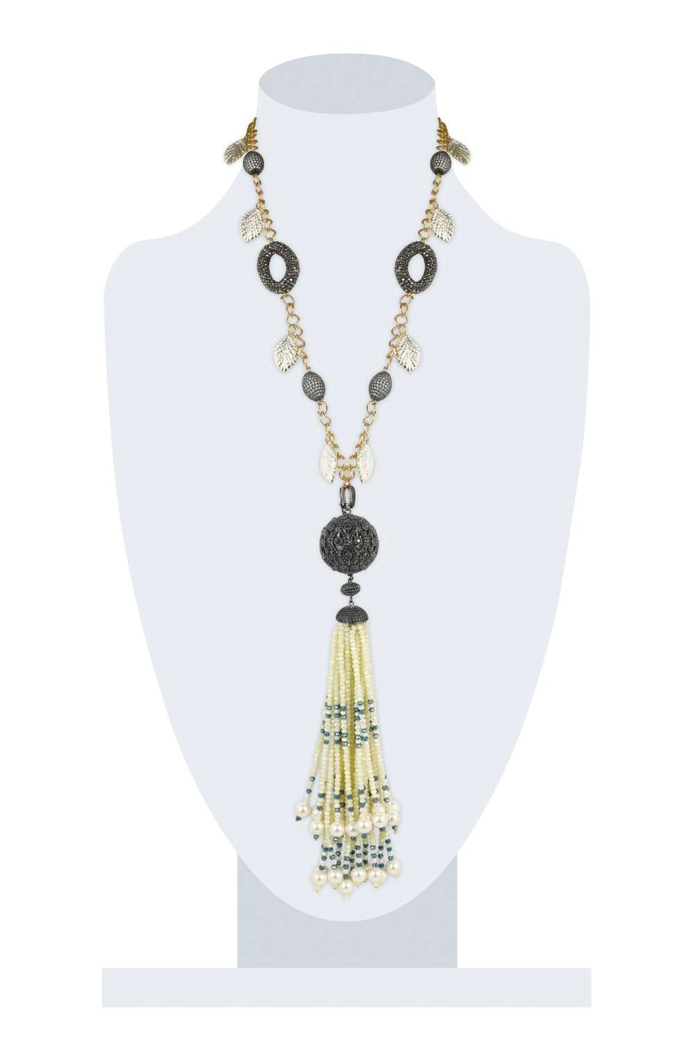 Sterling Silver Pearl & Lapis Tassel Necklace | Cosanuova