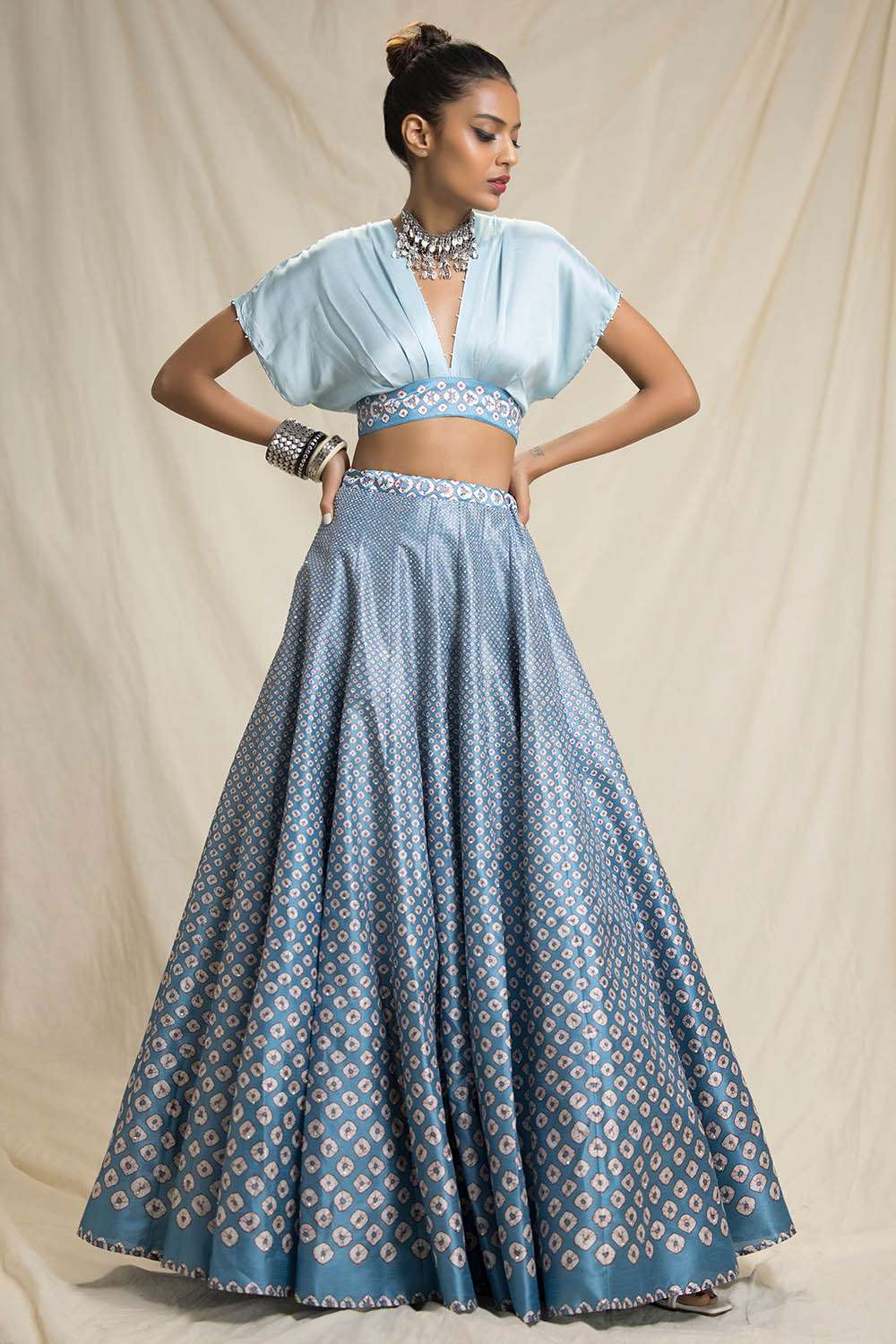 Buy BIBA Pink Printed Collar Neck Polyester Women's Lehenga Choli Set |  Shoppers Stop