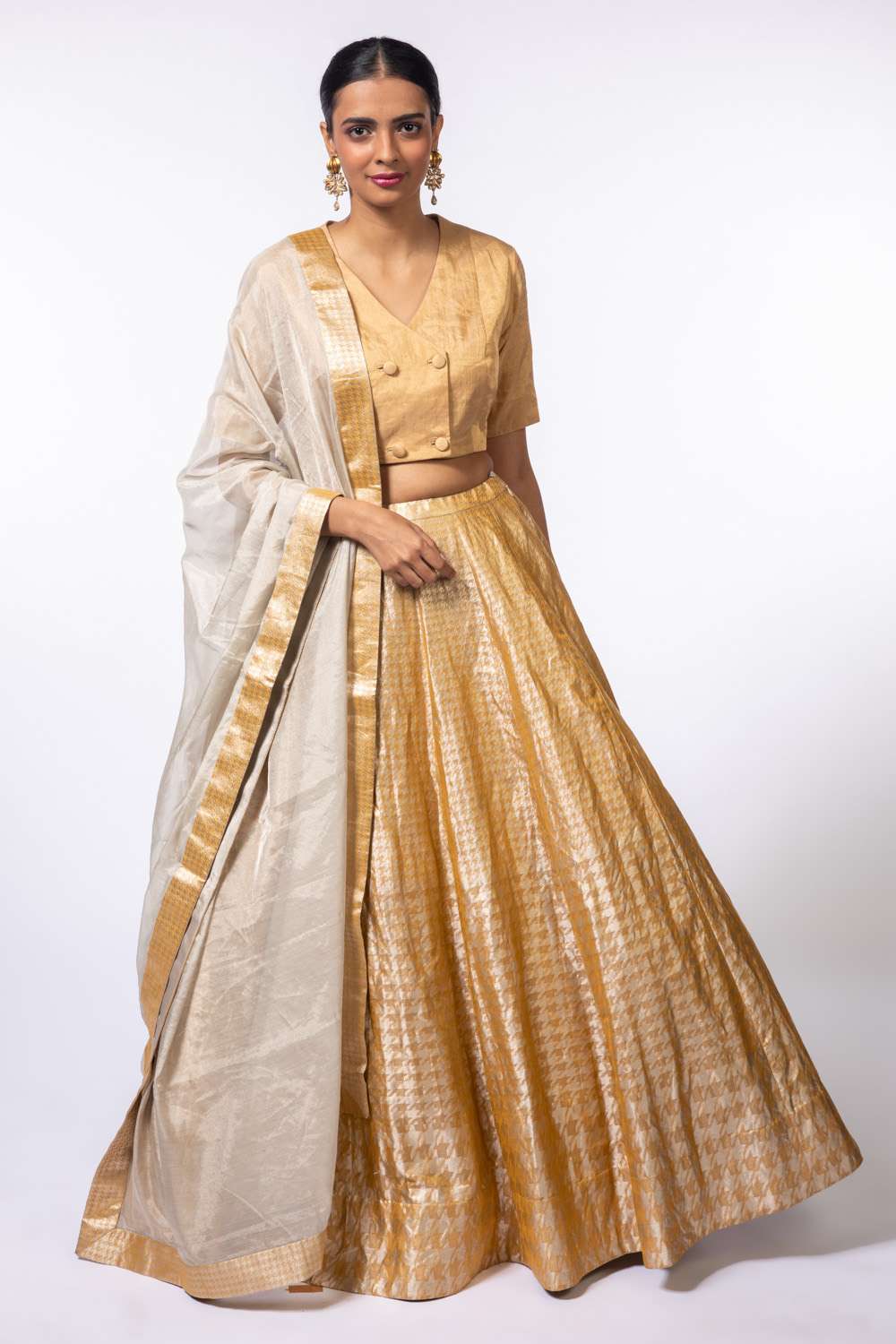 Royal Semi-Stitched Printed New Banarasi Brocade Lehenga