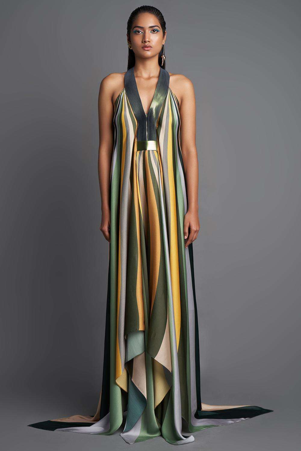 Buy Amit Aggarwal Soft Green Chiffon Dresses