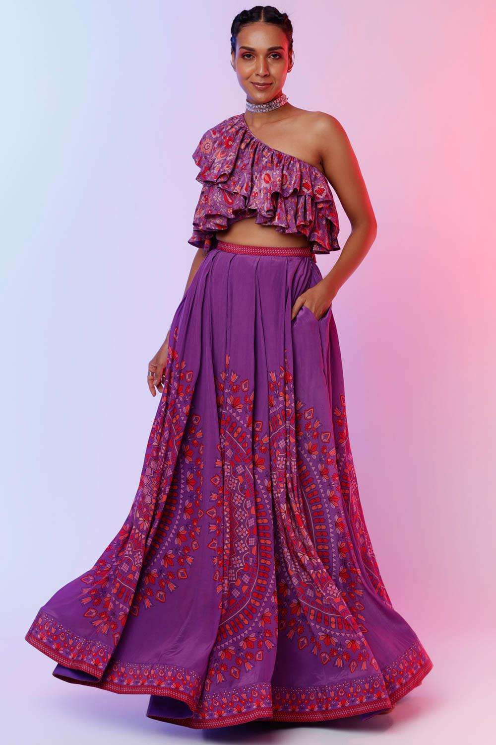 sva purple printed lehenga set 44500 select size m select size m sold
