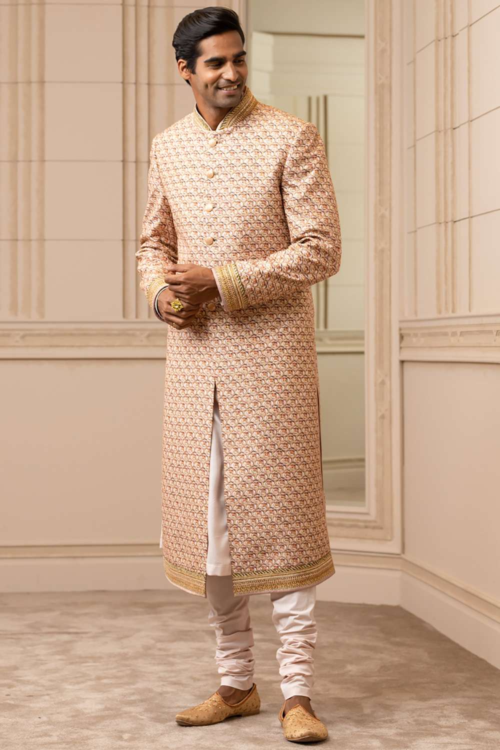 Buy Tarun Tahiliani Men Soft Pink Sherwani- silk dupion