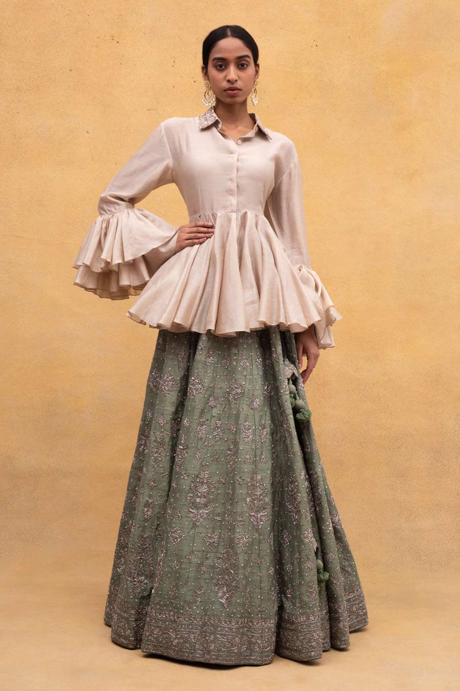 Buy Jayanti Reddy Soft Beige Silk Tops