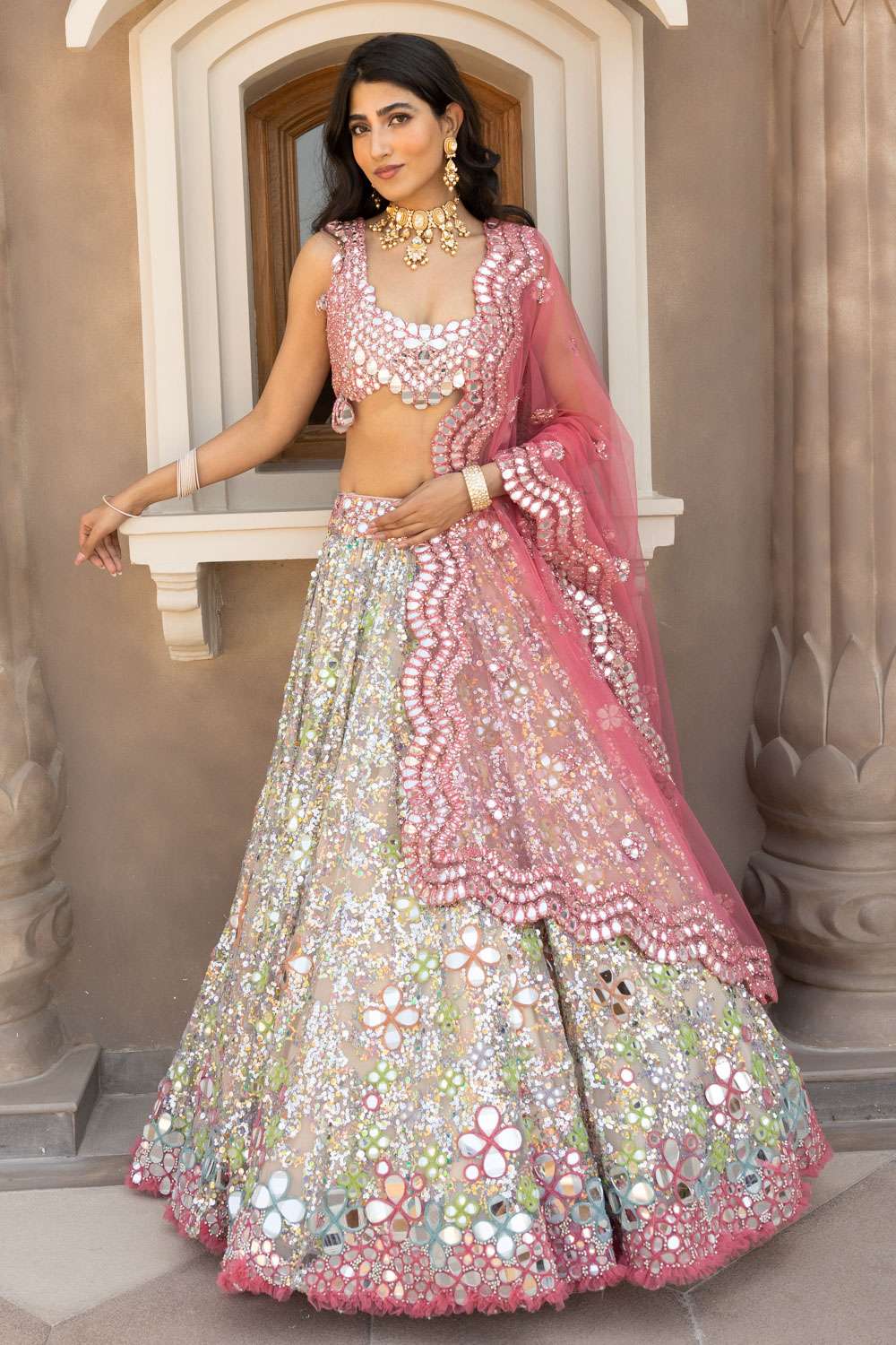 abhinav mishra pink embellished lehenga set 320000 select size s m l