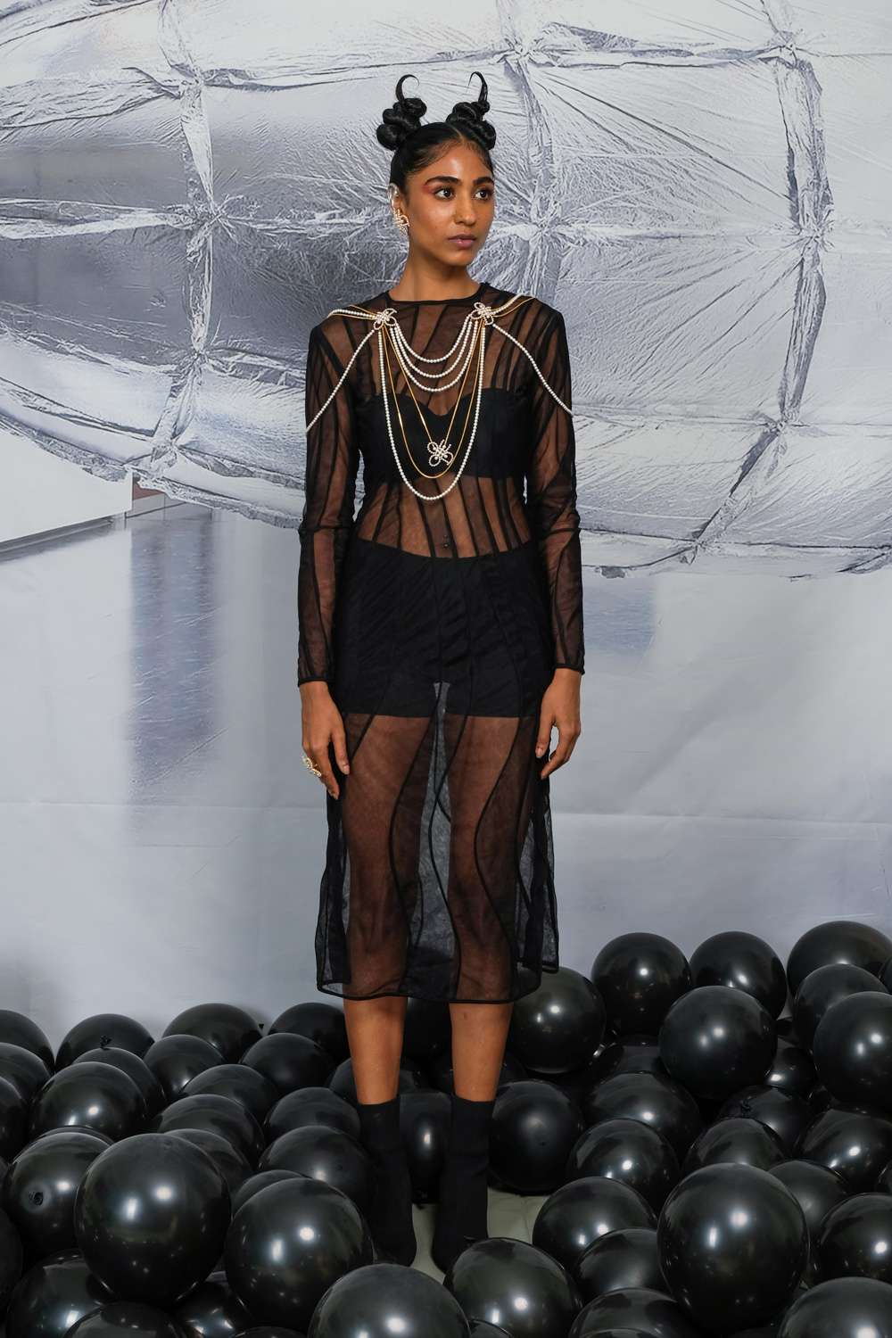 Buy QUOD Soft Black Nylon Dresses