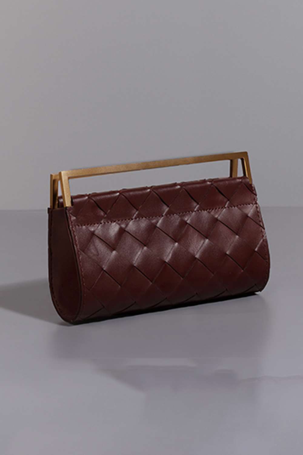 Cherry Red Woven Leather Evening Clutch