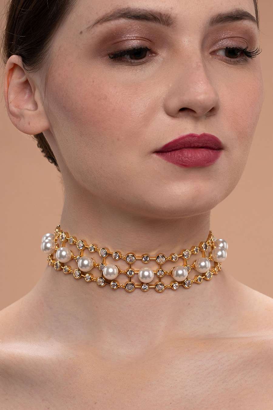 SYKIA pearl cord choker/ ゴールド Buy ToniQ Gold Plated Beads Party Wear Multi Strands Choker Cuff