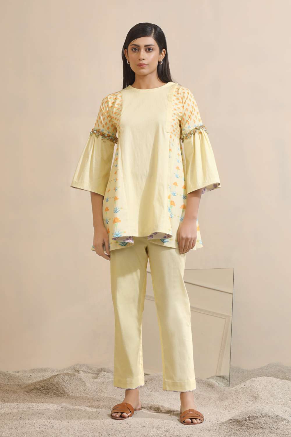 Buy Sitarraa Soft Yellow Top - Bottom -CHANDERI Coordinate Sets