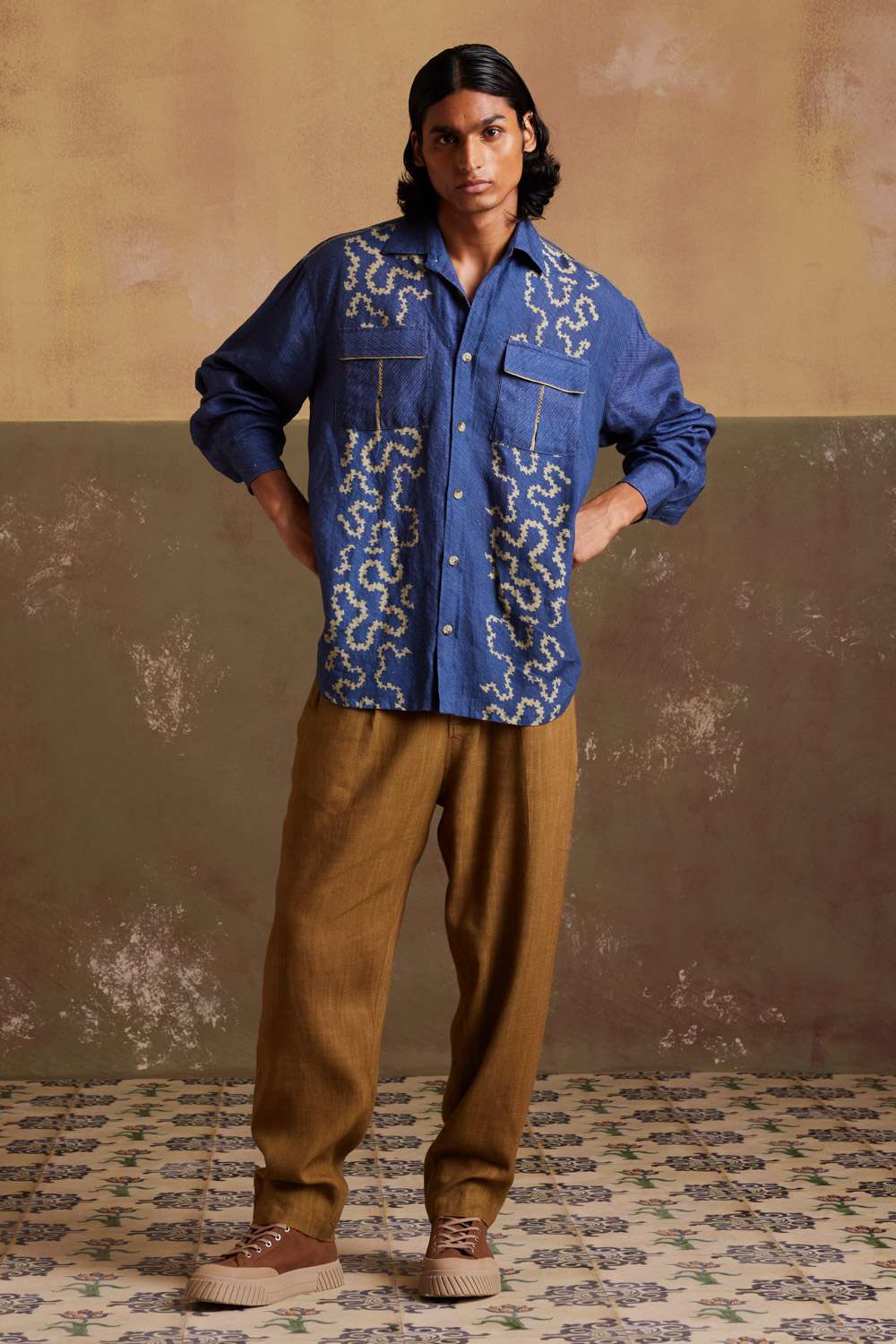 アパルトモン定番LINEN SHIRTSブルー Dash and Dot - LINEN COLOUR BLOCK SHIRT | Online Store – dash and dot