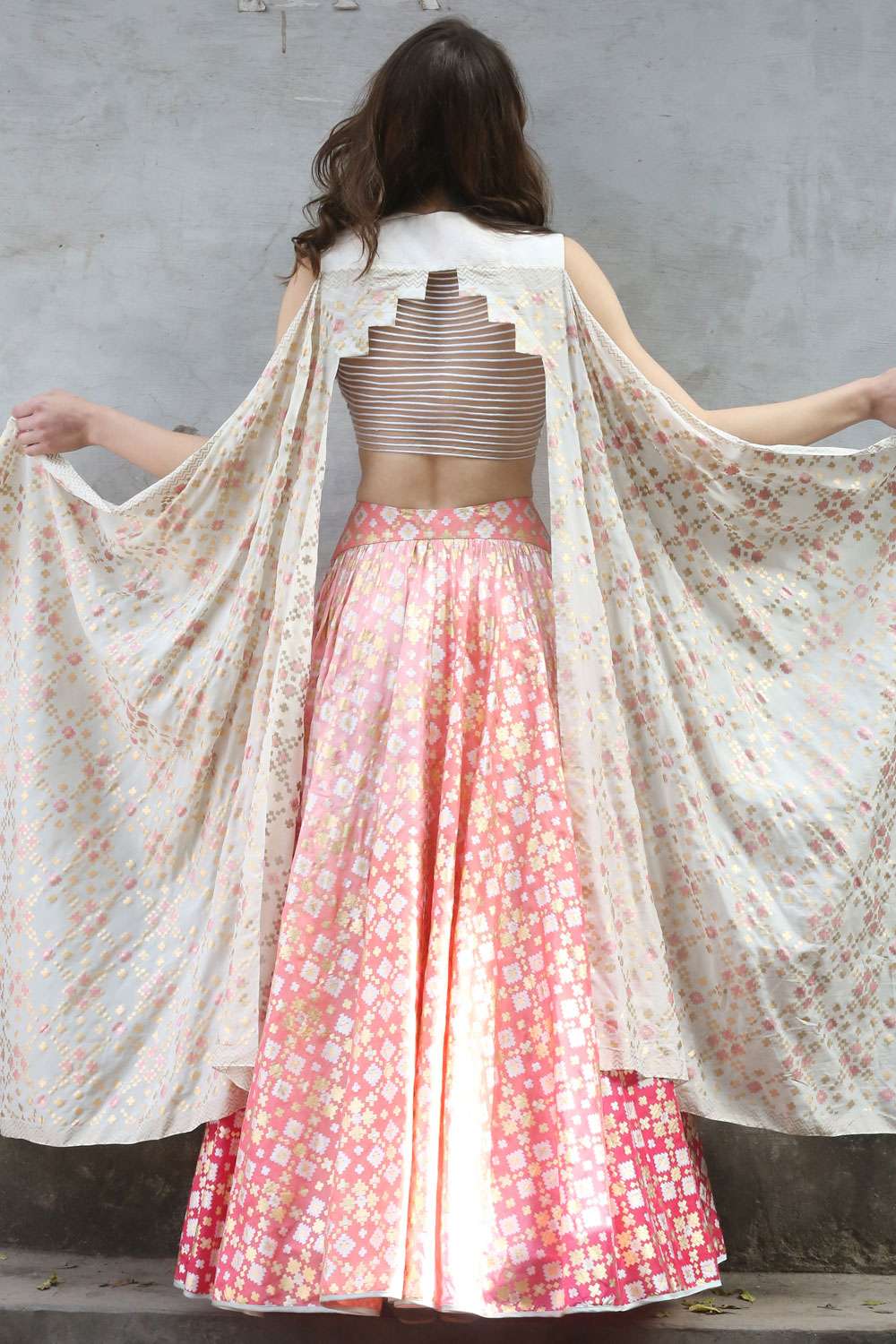 Complimentary Look With Wine Georgette Base Designer Lehenga Choli With Long  Shrug – Kaleendi