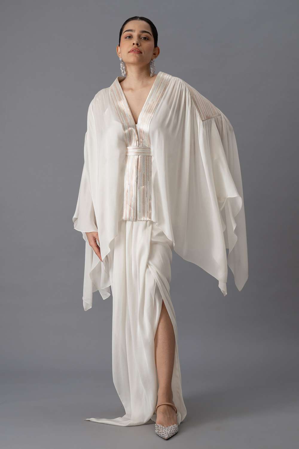 Ivory crepe chiffon co-ord set