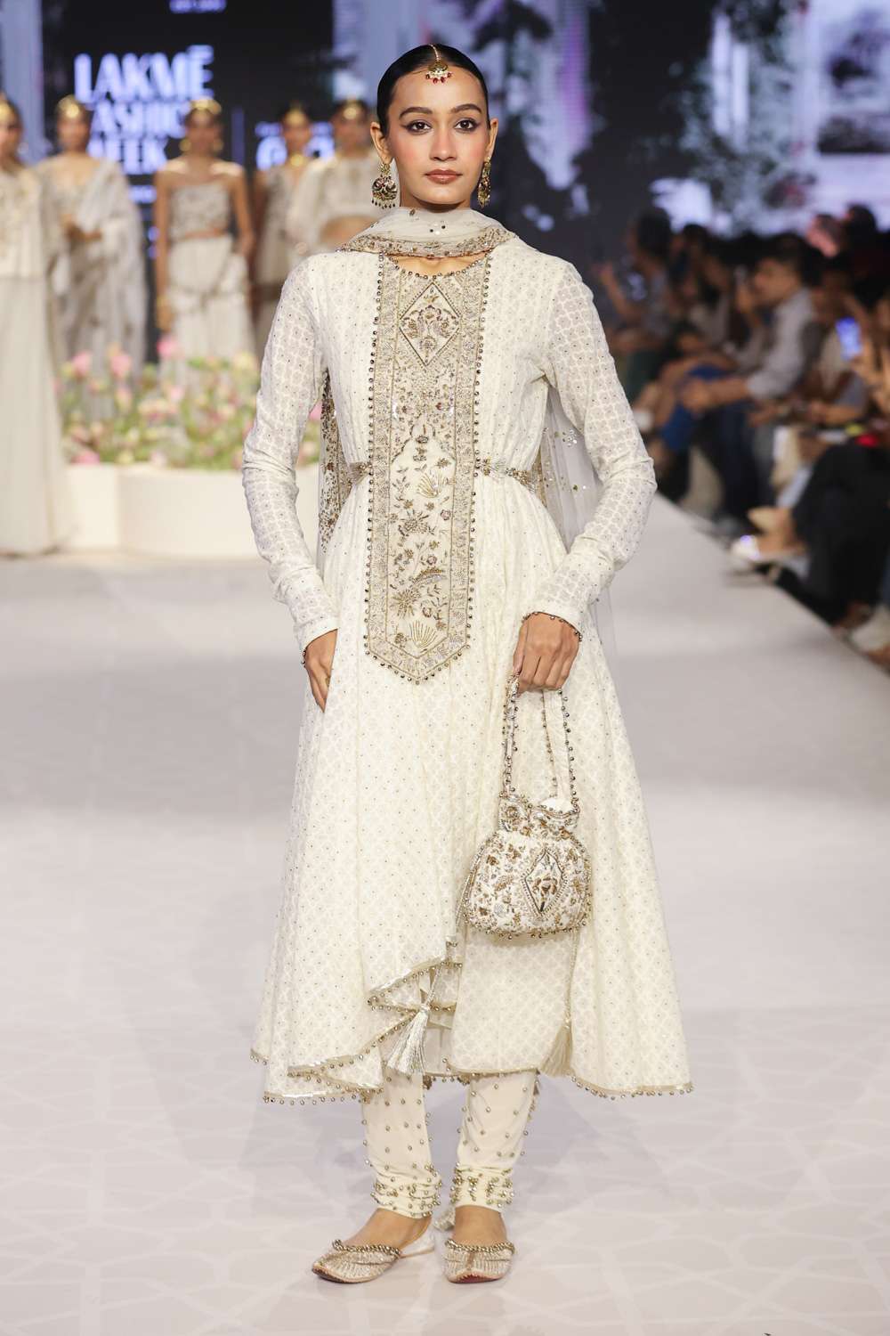 Off-White Embroidered Nusrat Anarkali Set