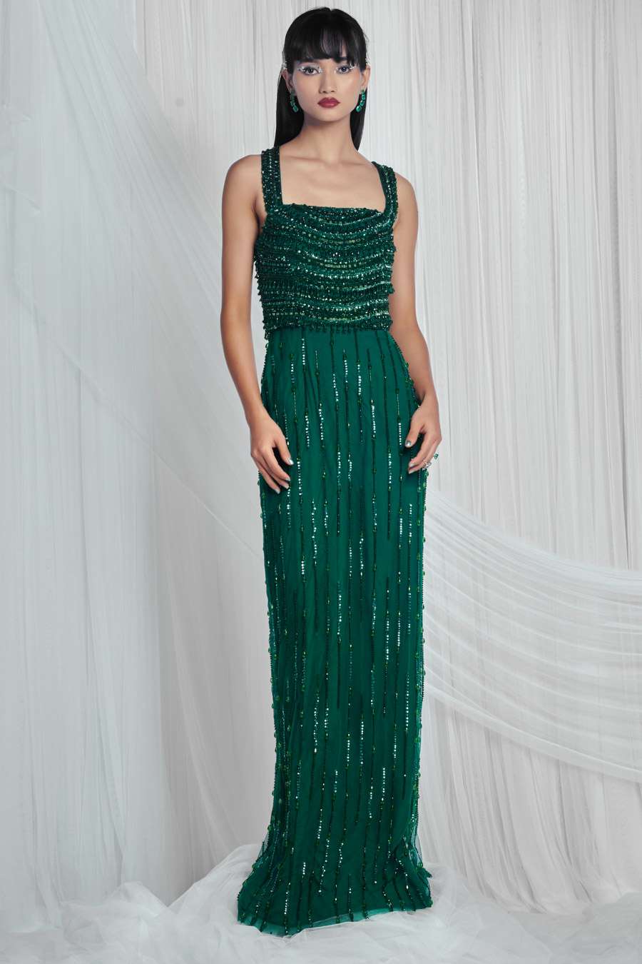 Buy Mala and Kinnary Soft Green Tulle Gowns