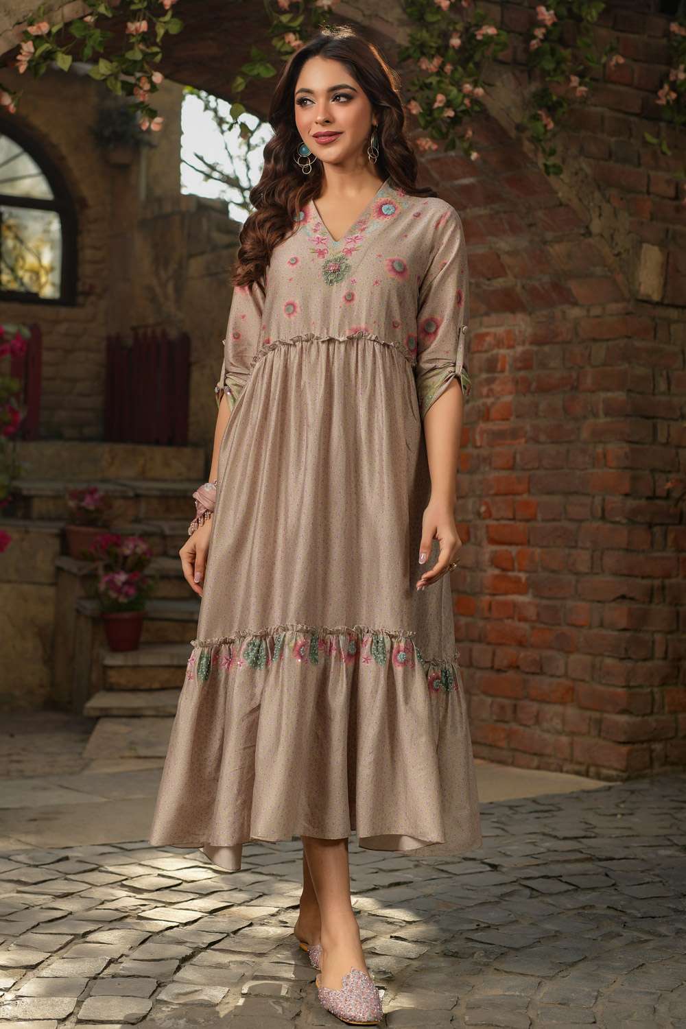 Buy Niti Bothra Soft Green Silk chanderi Dresses