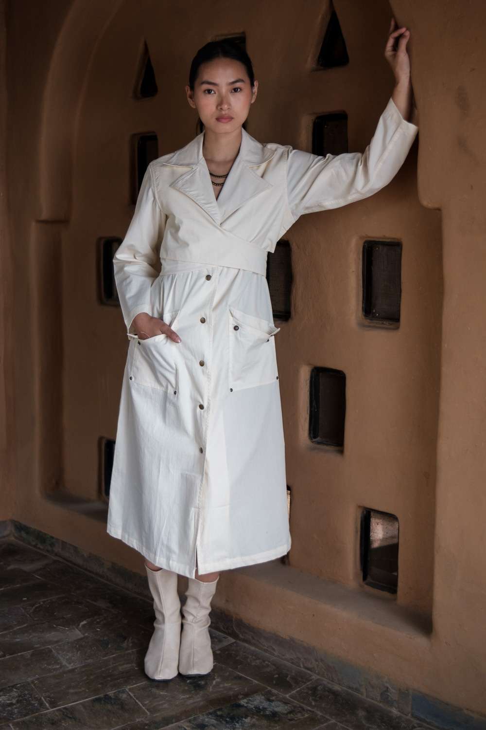 Ecru Organic Cotton Copenhagen Trench Coat