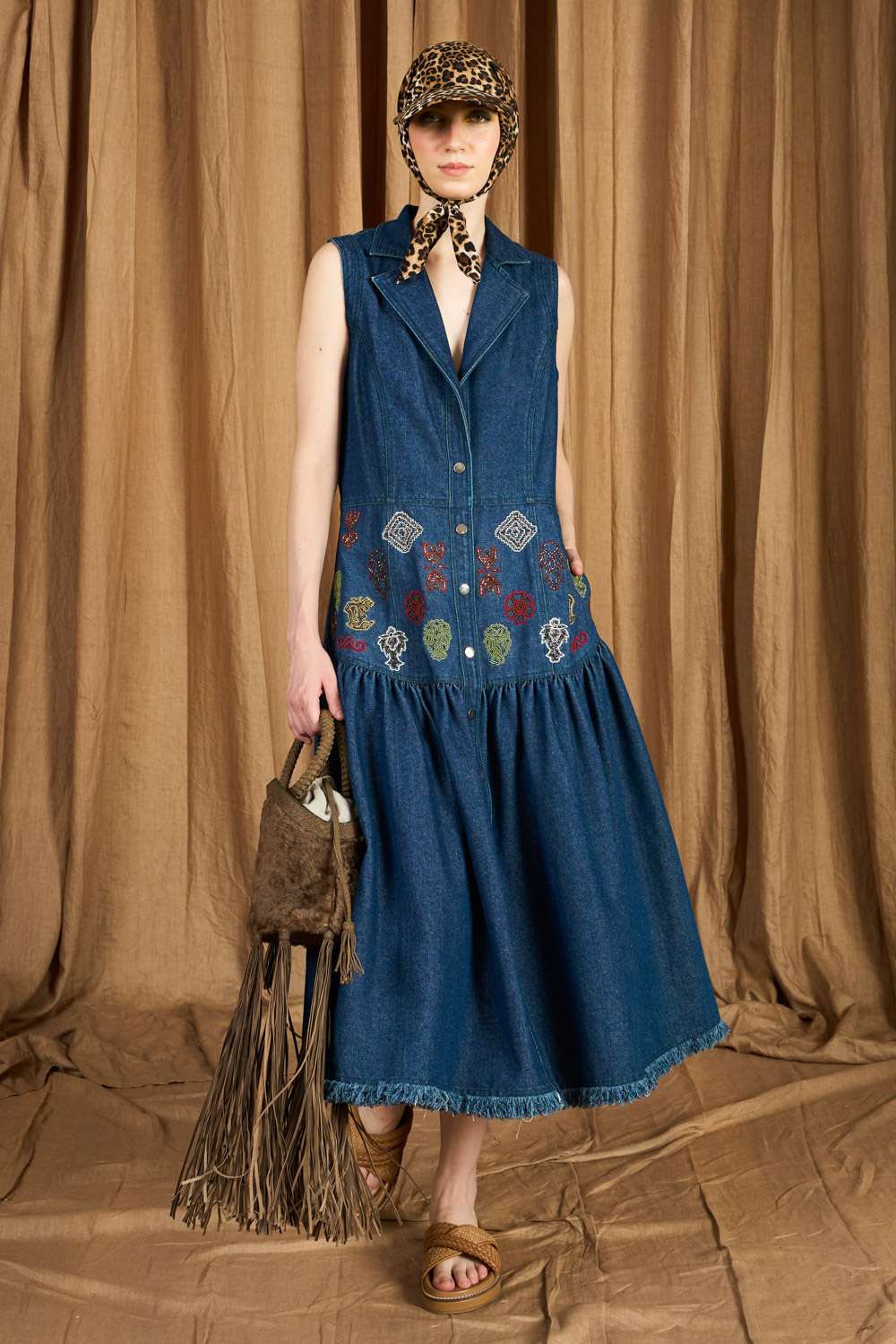 Buy Rara Avis Soft Blue Cotton Hand Embroidered With Bead Work Dresses