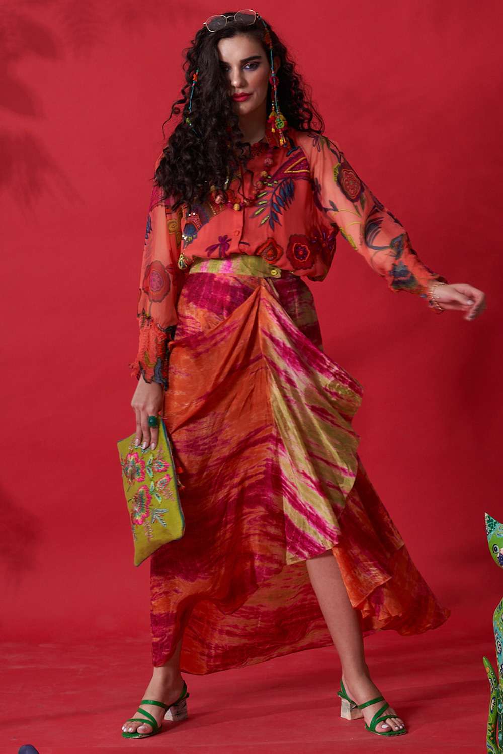 Buy CAPISVIRLEO Soft Orange Chiffon Tops