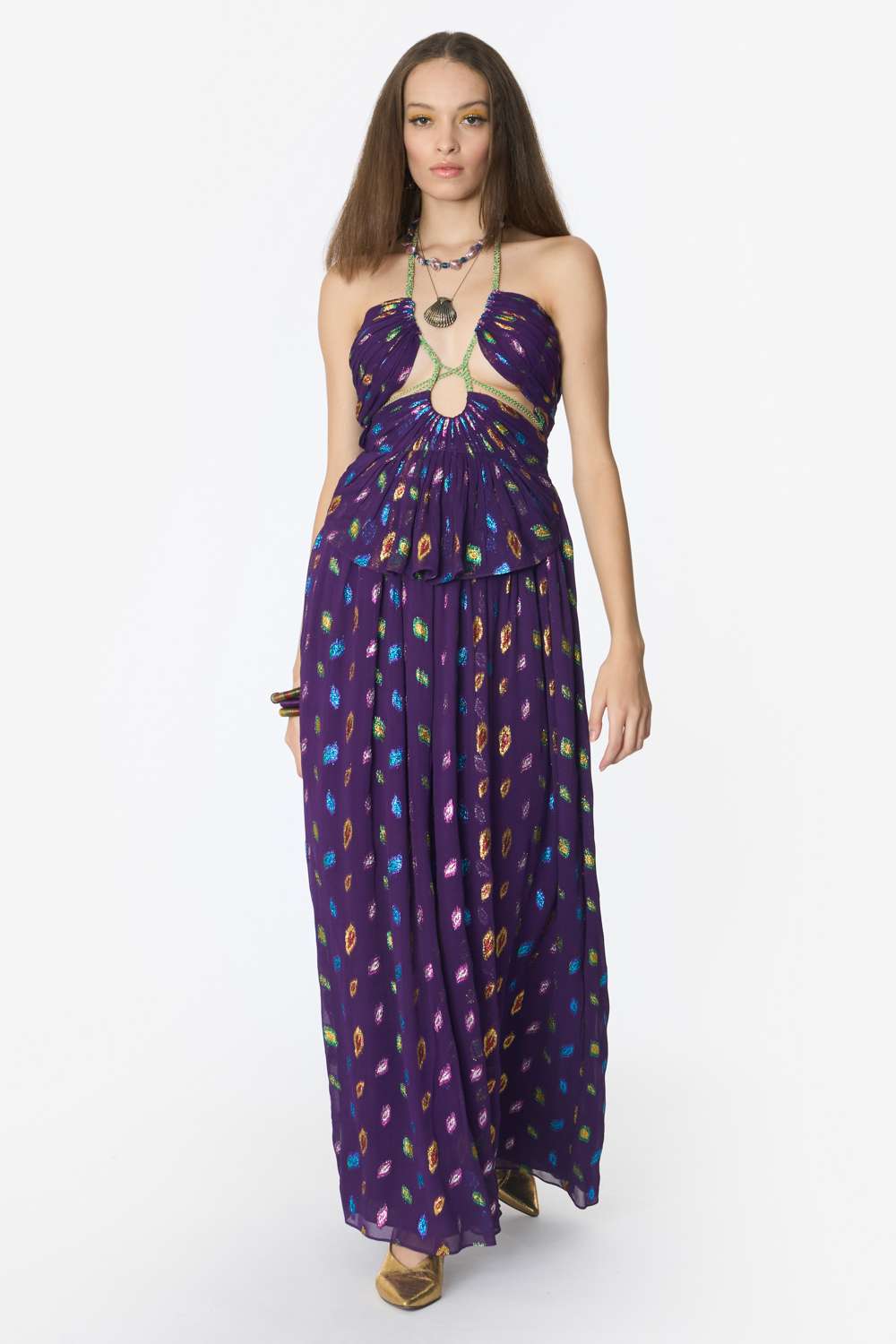 Buy Rara Avis Soft Purple Viscose Lurex Dabka & Aari Work Done By