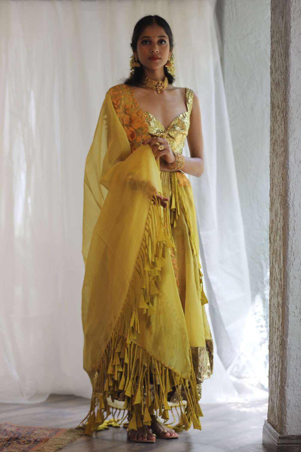 Pink Shaded Silk Lehenga Choli with Gota Patti Work 1578LG03