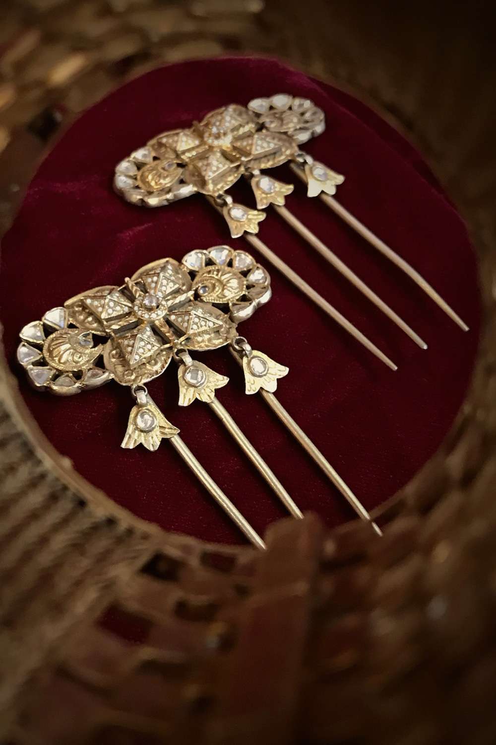Buy Antique gold hair pins -Designer Wear - Ensemble Buy Antique gold hair pins -Designer Wear - Ensemble