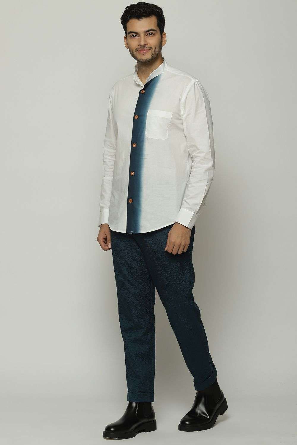 White blue ombre front shirt