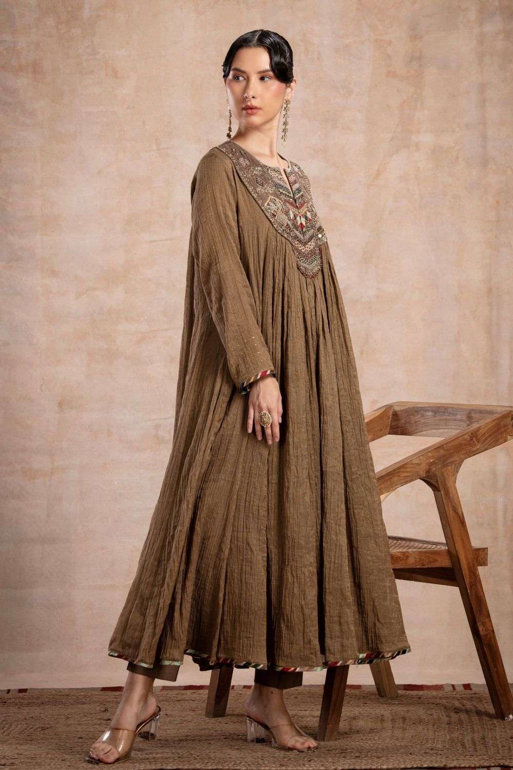 Buy Saahiil Kapoor Soft Gold Kurta fabric - Chanderi Tissue Silk
