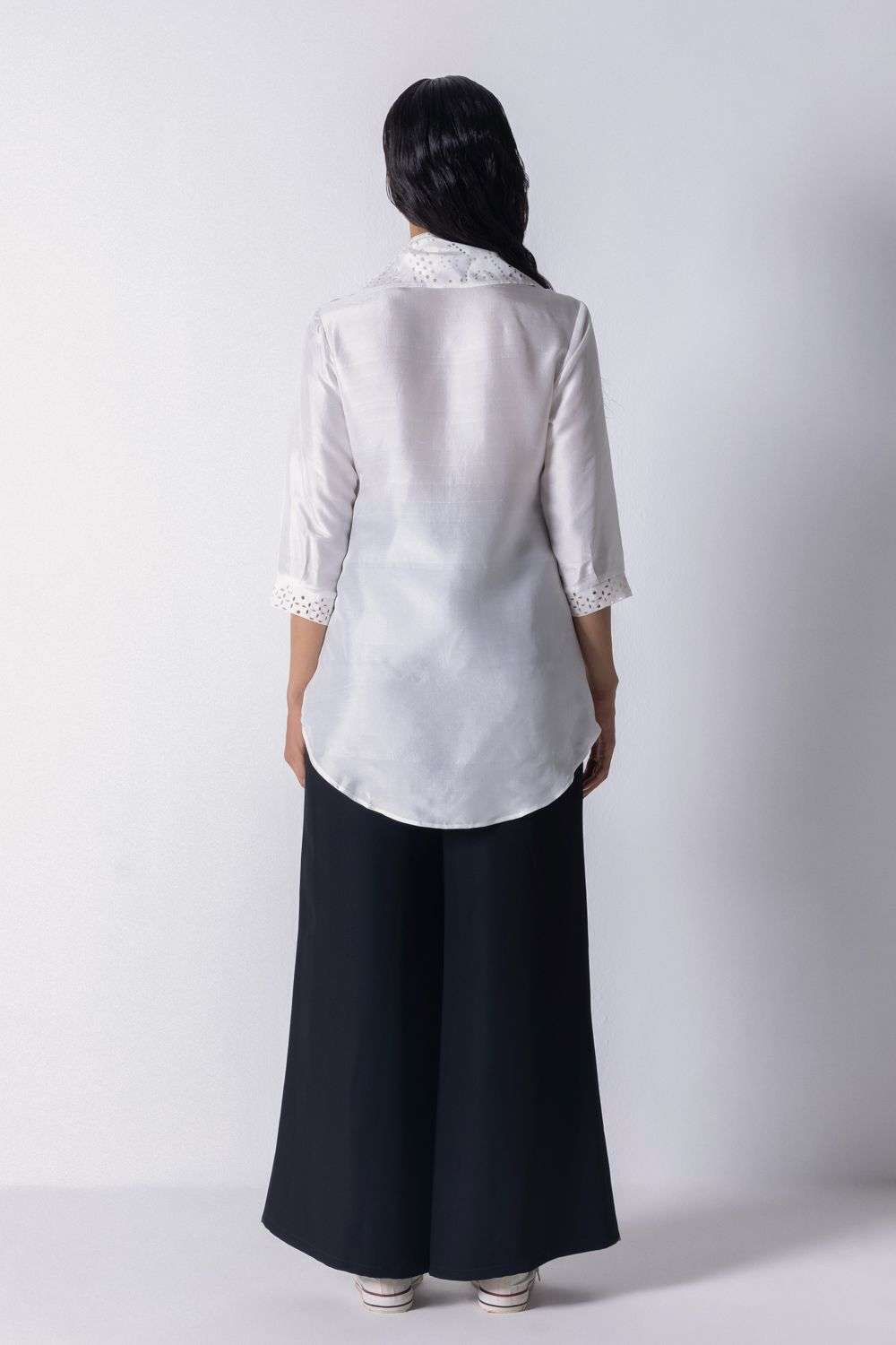 Buy 431-88 by Shweta Kapur Soft White Dupion 80 Tops