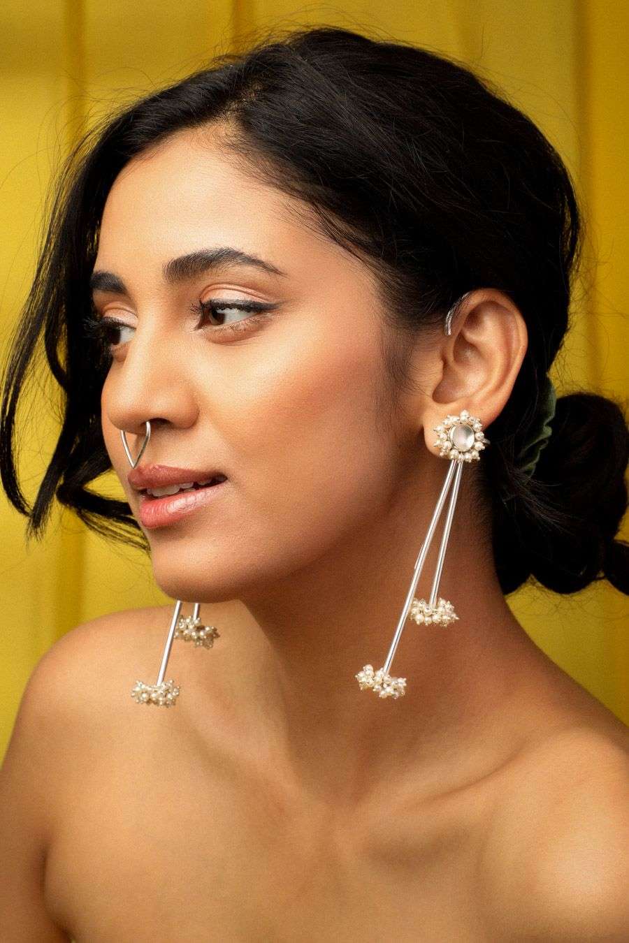 Buy Sterling Silver Extra Long Earrings. Shoulder Duster Earrings. Line  Tennis Earrings. Cz/diamond Bar Earrings. Dainty & Modern Bridal Earring  Online in India - Etsy