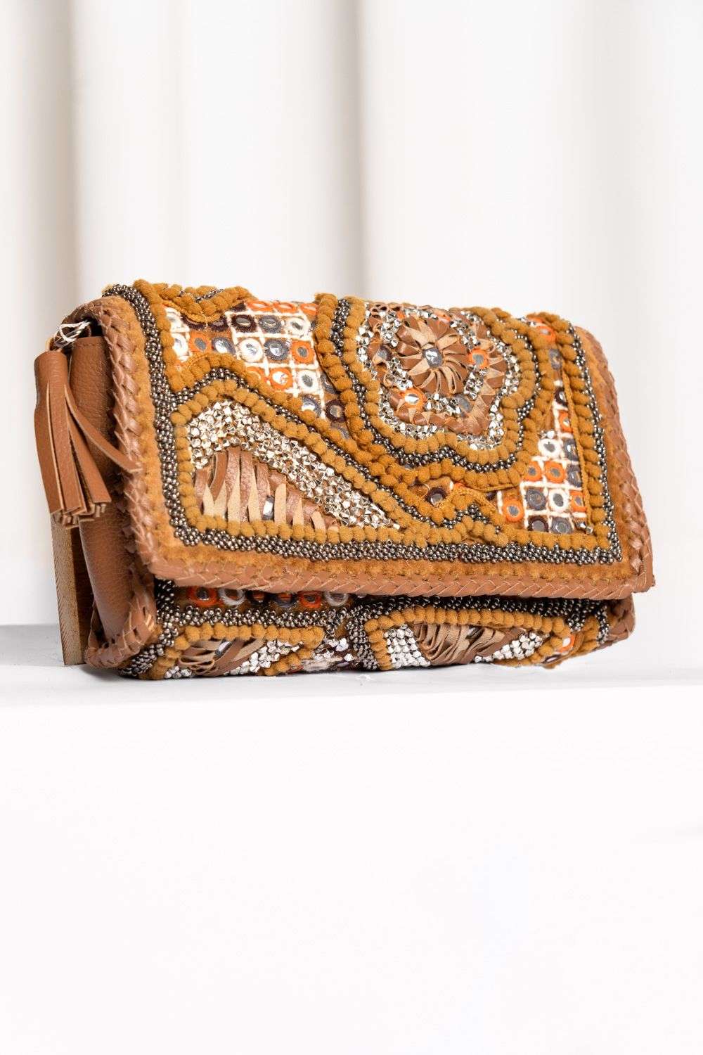 Buy Vipul Shah Soft Yellow Banjara patch fabric, Cotton, PU