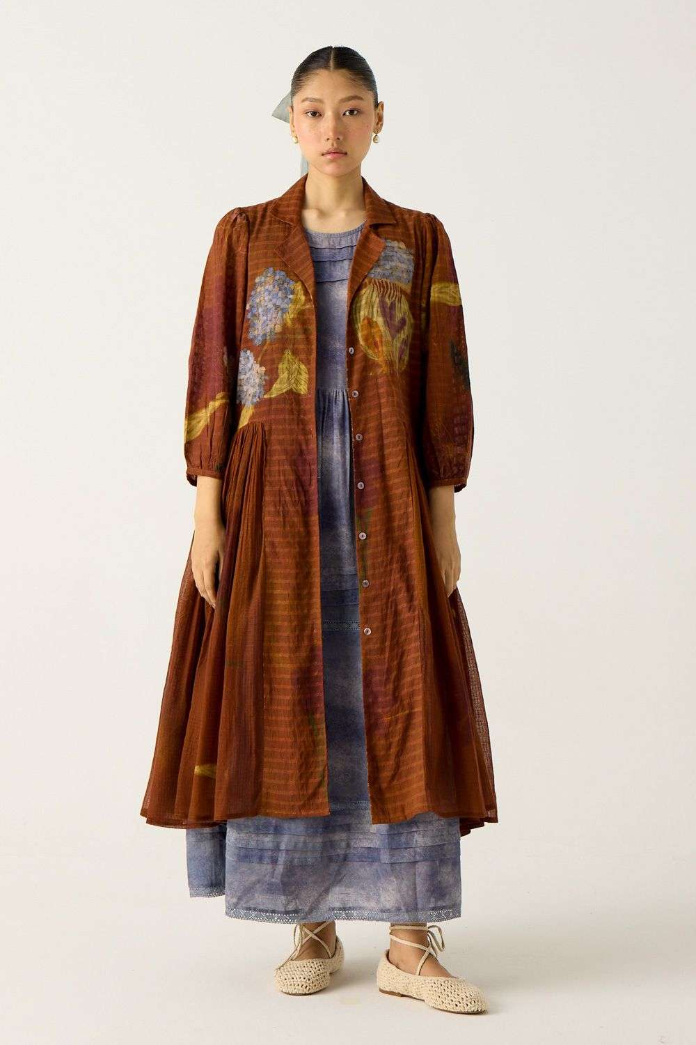 FARMER'S LINEN GATHERED JACKET - INDIGO