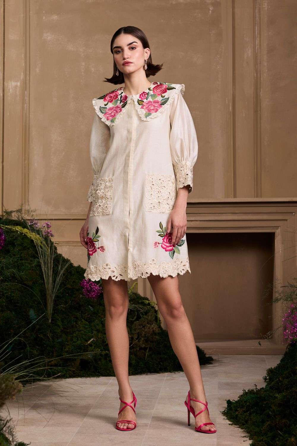 Buy Chandrima Soft Ivory Chanderi Lining-100% Cotton Cutwork