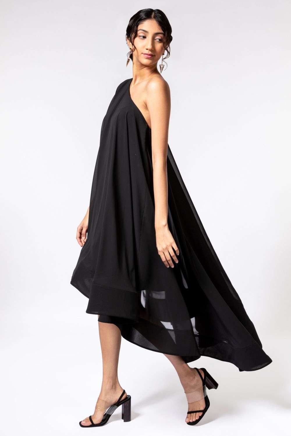 Buy Gauri & Nainika Soft Black Viscose georgette Dresses