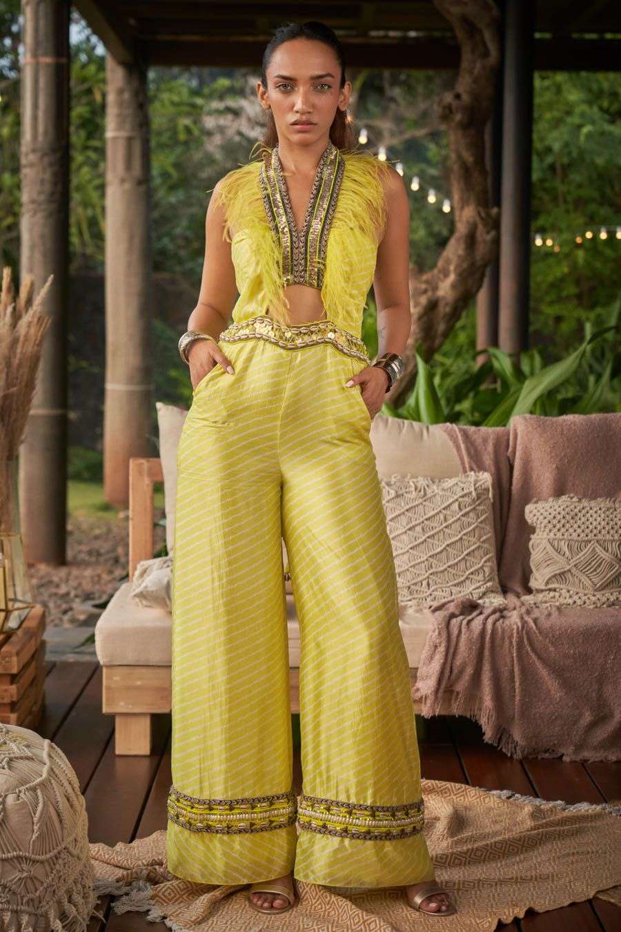 Yellow silk jumpsuit new arrivals
