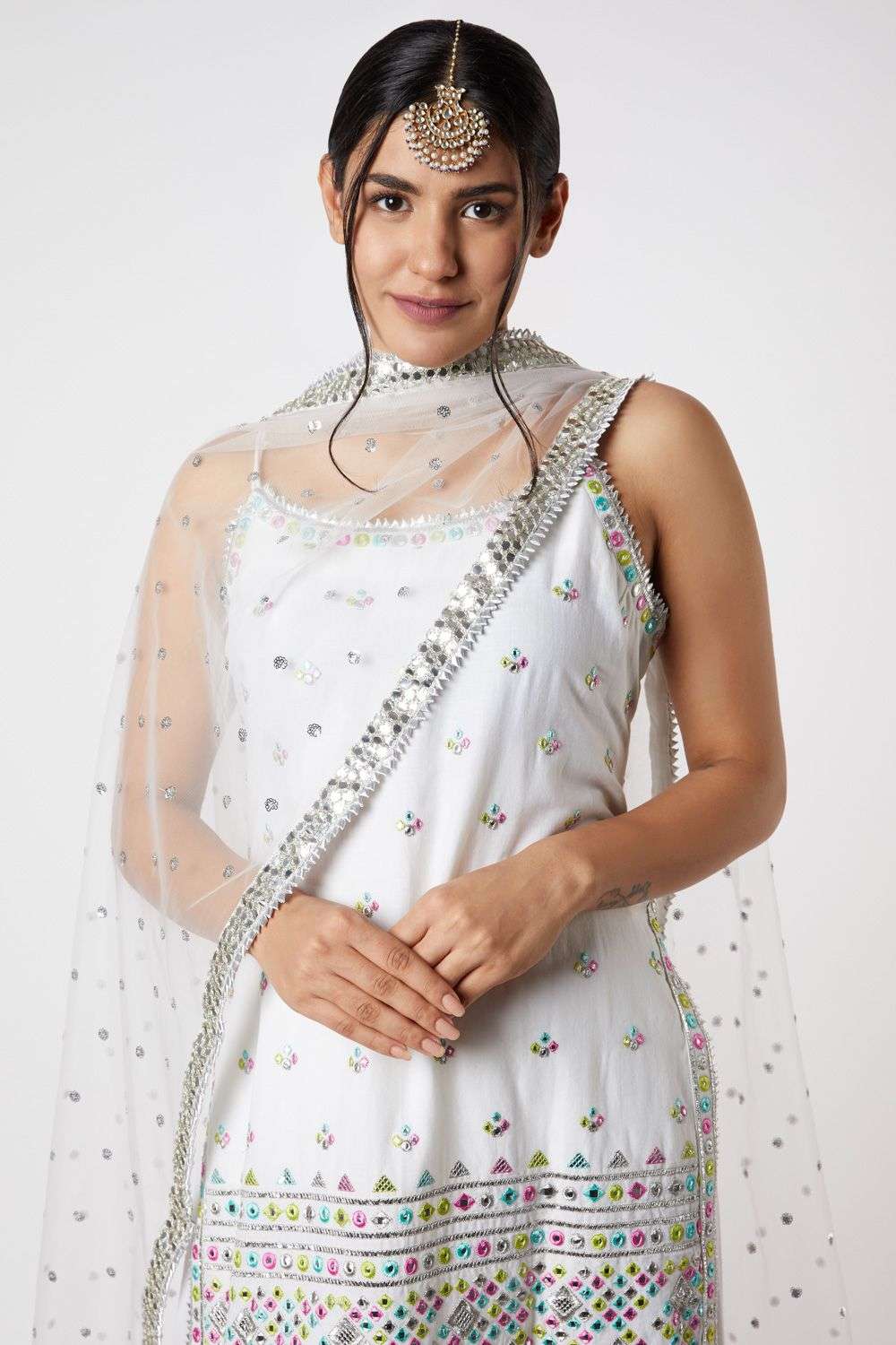 Viscose Cotton Cream Women Mandarin Collar Sleeveless Kurta, Size: Xs at Rs  225/piece in Mumbai