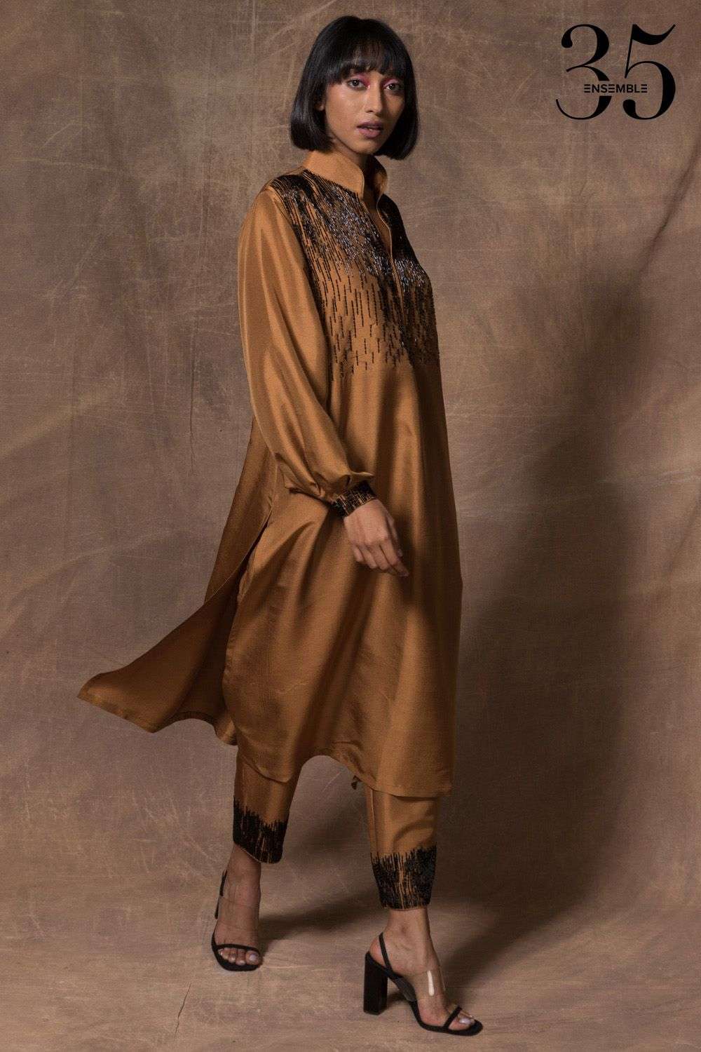 Buy 431-88 by Shweta Kapur x Ensemble Soft Brown Silk Kurtas