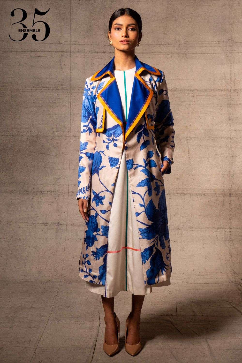 Buy Kshitij Jalori X Ensemble Soft Blue Silk Twill Outer Wear