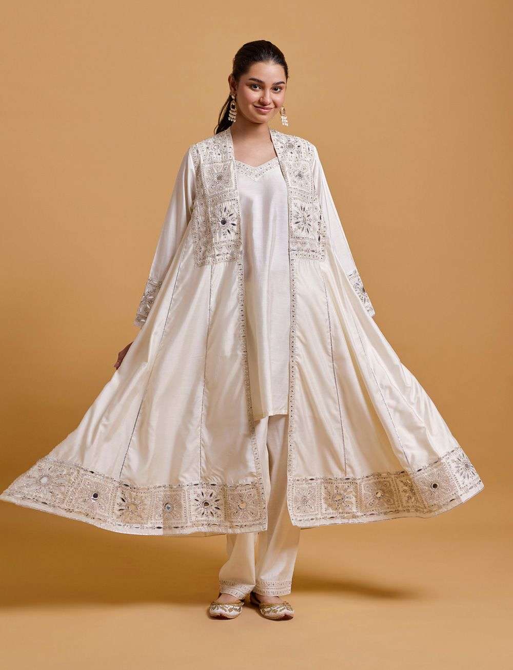 Buy Gulabo by Abu Sandeep Soft White Modal and Chanderi Dori