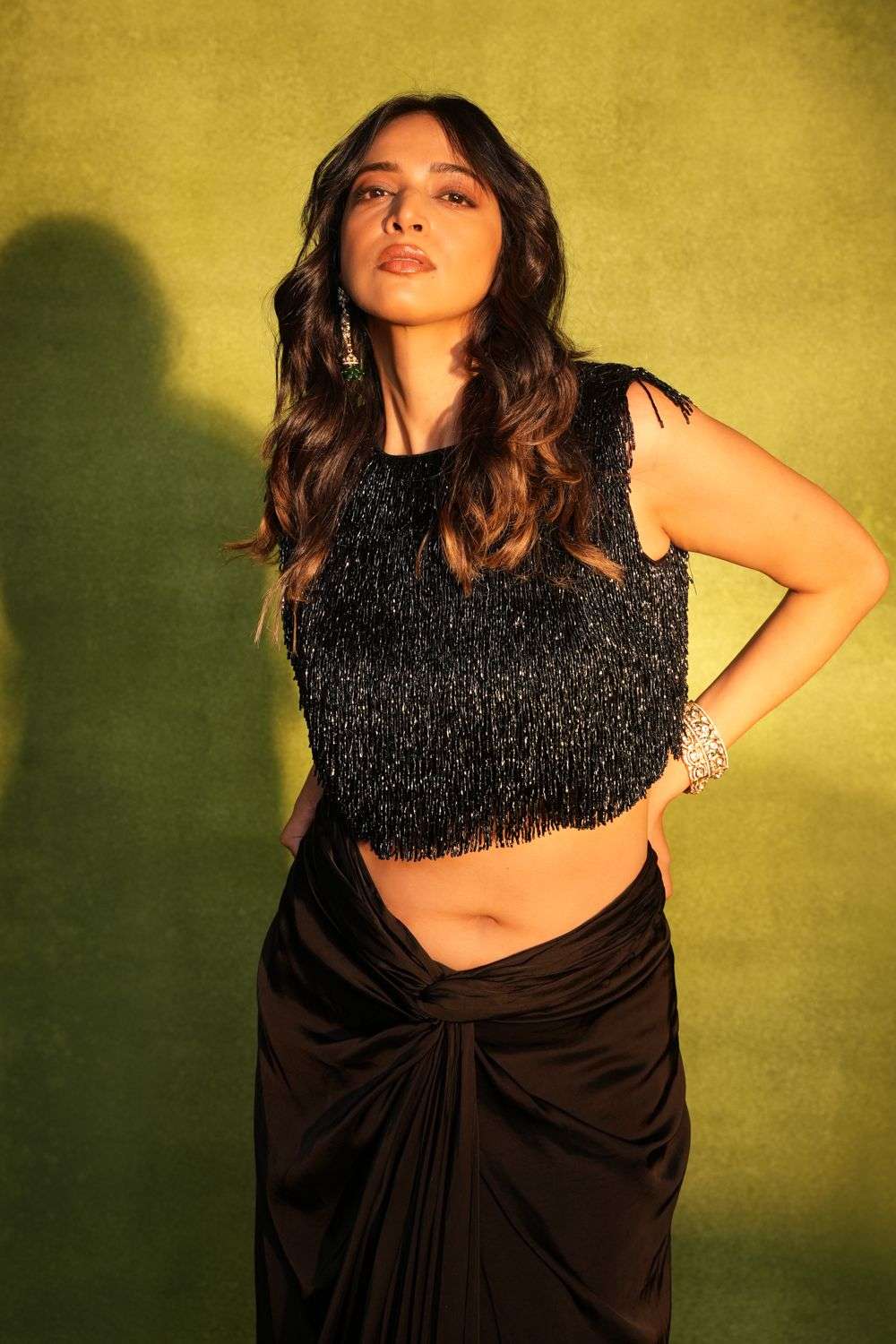 Buy Ashutosh Joshi Soft Black Bemberg Satin, Net, Crepe Cutdana