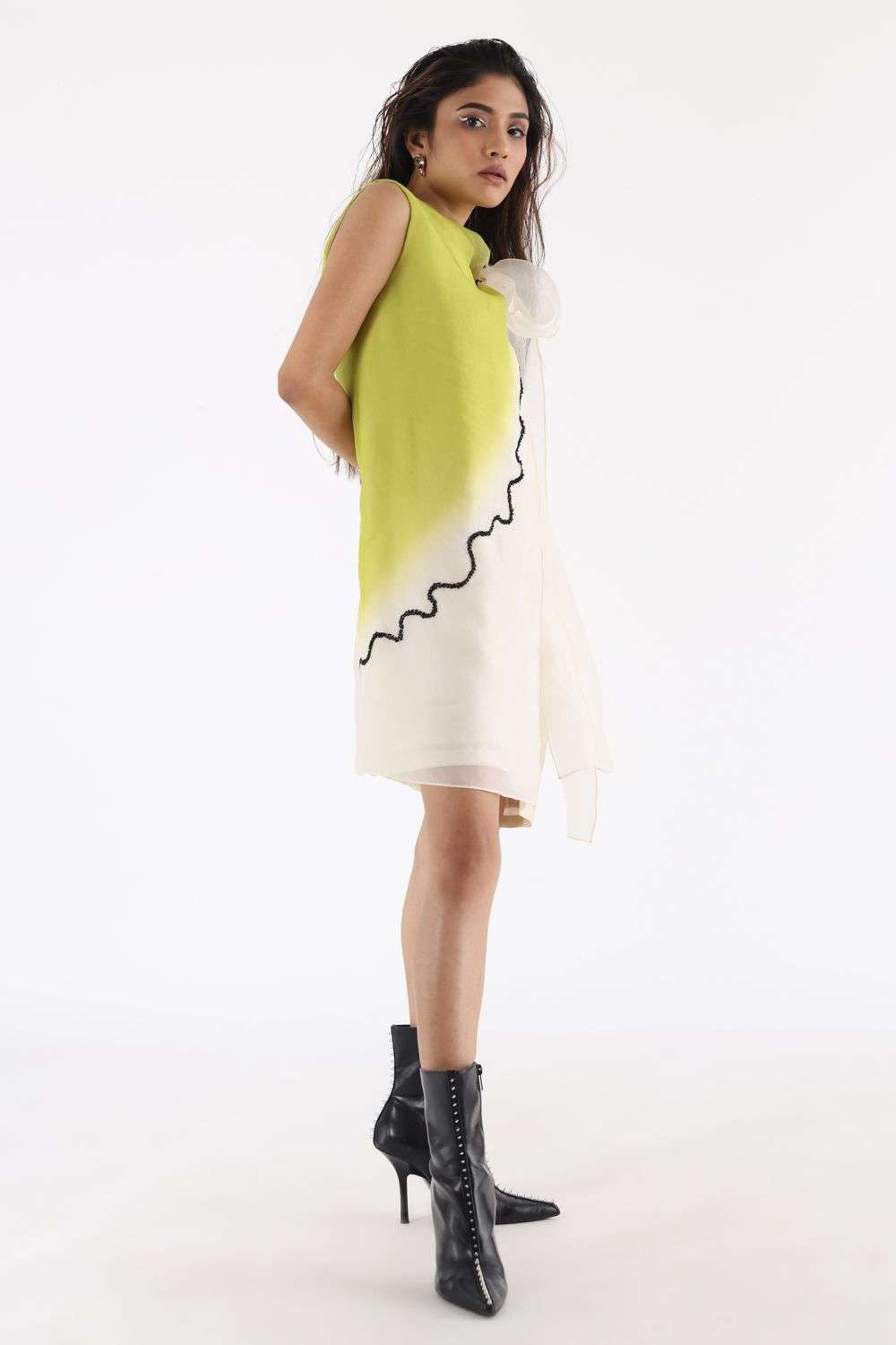Lime beige shaded dress