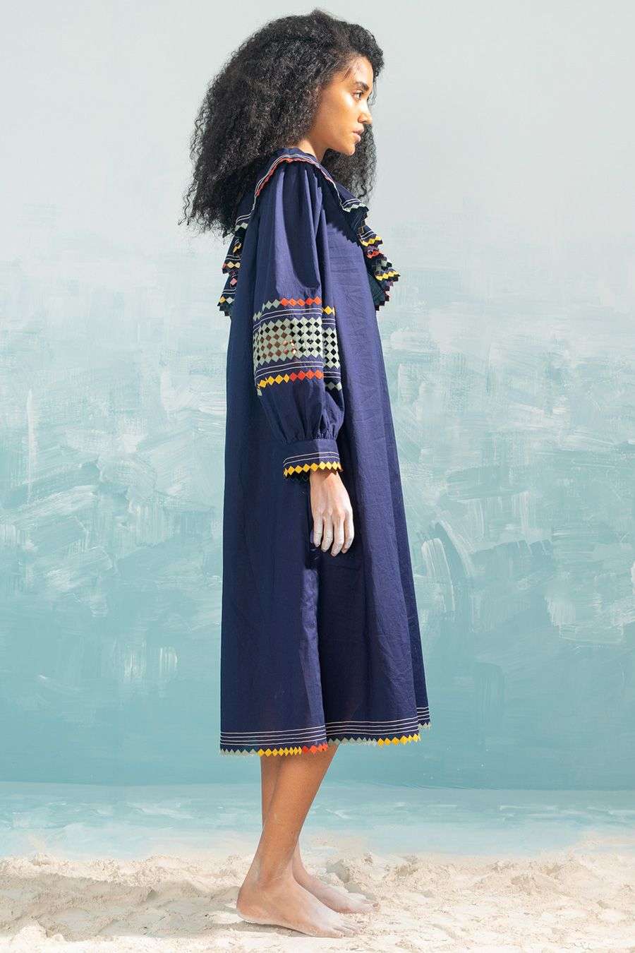 Buy Ikai Soft Blue Cotton Hand-Cut Applique And Cutwork Dresses