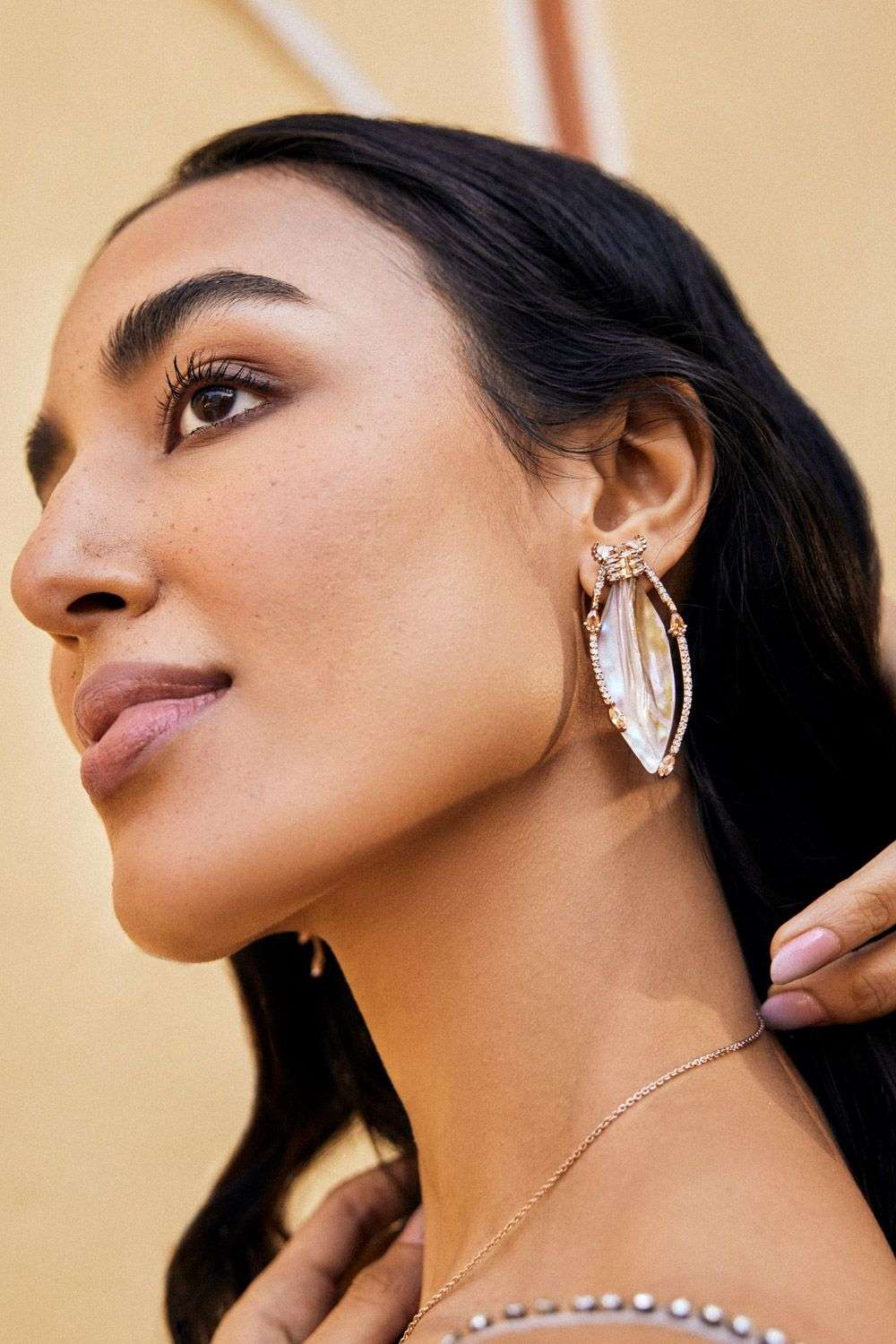 Buy Outhouse Soft Gold Brass, MOP, Cubic Zircoin Earrings