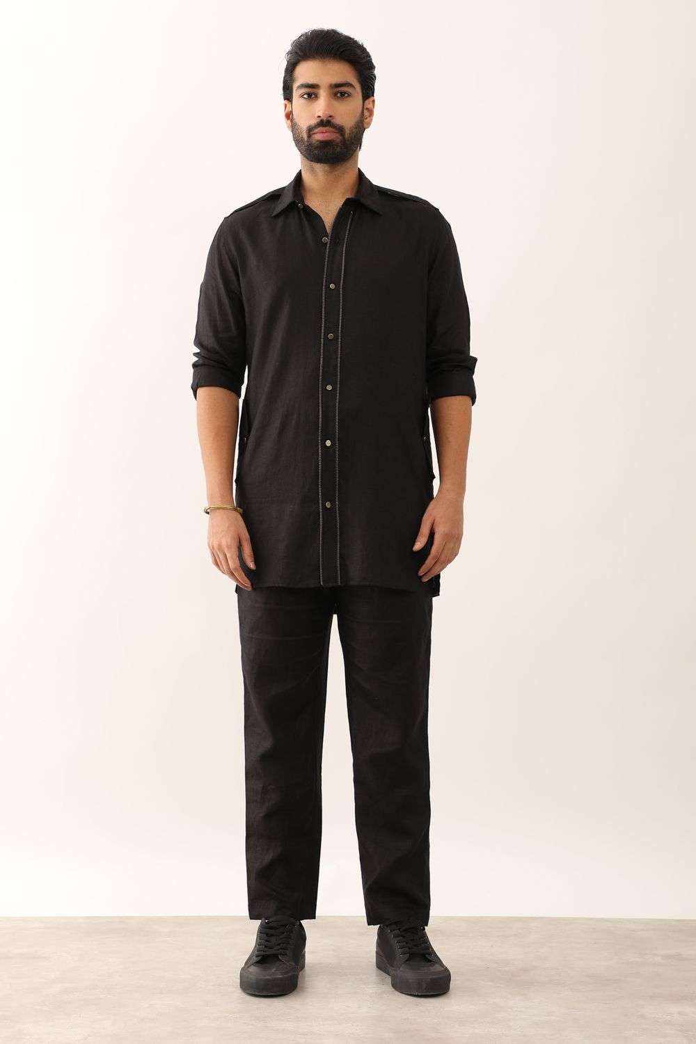 Buy SNOB Men Soft Black 100% Linen Shirts